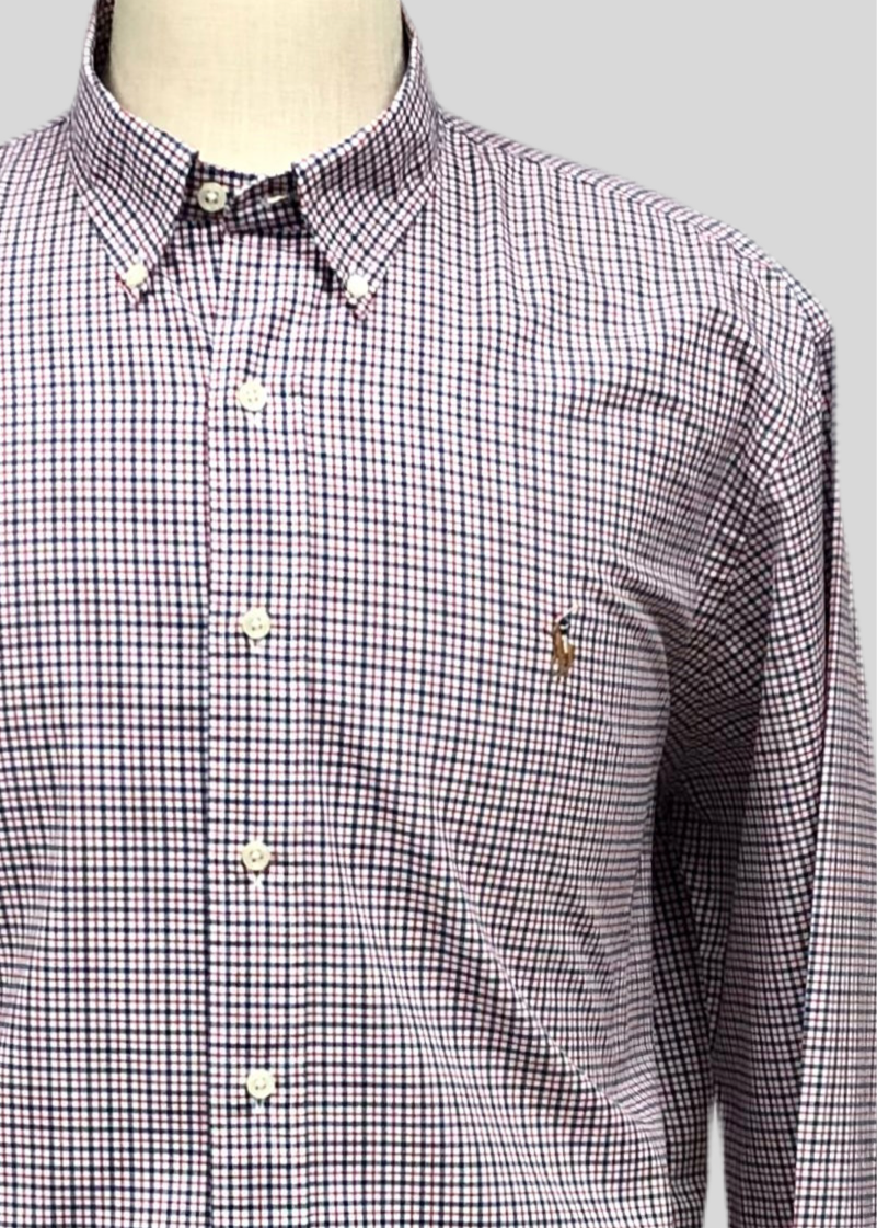 Camisa de botones Polo Ralph Lauren 🏇🏼 Color Blanco de cuadros en color rojo y azul navy Talla M Entalle Regular