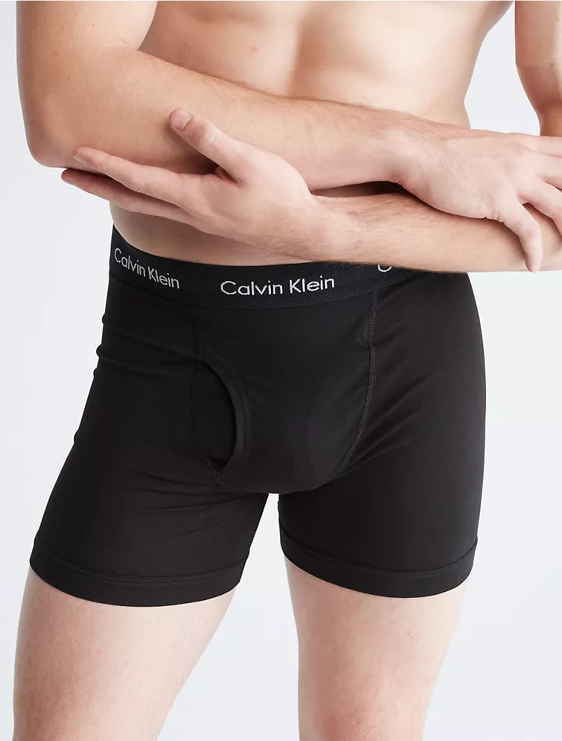 Paquete de 3 Calzoncillos tipo Boxer Calvin Klein Cotton Stretch en color negro - Tela ligera en Talla S