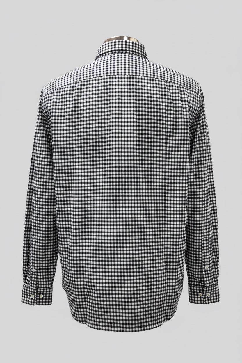 Camisa de botones Lacoste 🐊 de cuadros gingham negro y blanco Talla L Entalle Regular
