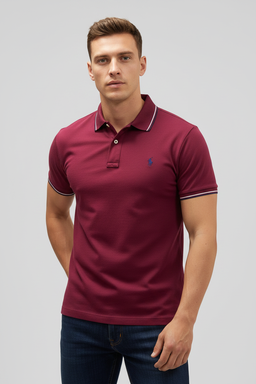Camiseta Polo Ralph Lauren 🏇🏼 color rojo oscuro Talla L Entalle Regular