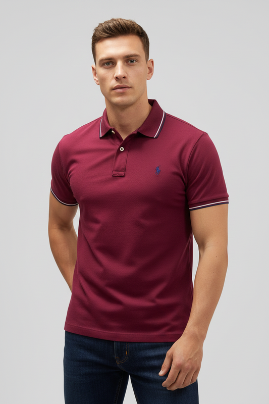 Camiseta Polo Ralph Lauren 🏇🏼 color rojo oscuro Talla L Entalle Regular