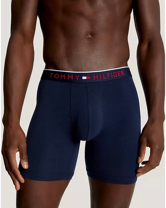 Paquete de 3 Boxer Briefs Tommy Hilfiger 🇺🇸 Luxe Stretch Tela algodón stretch color azul navy Talla M