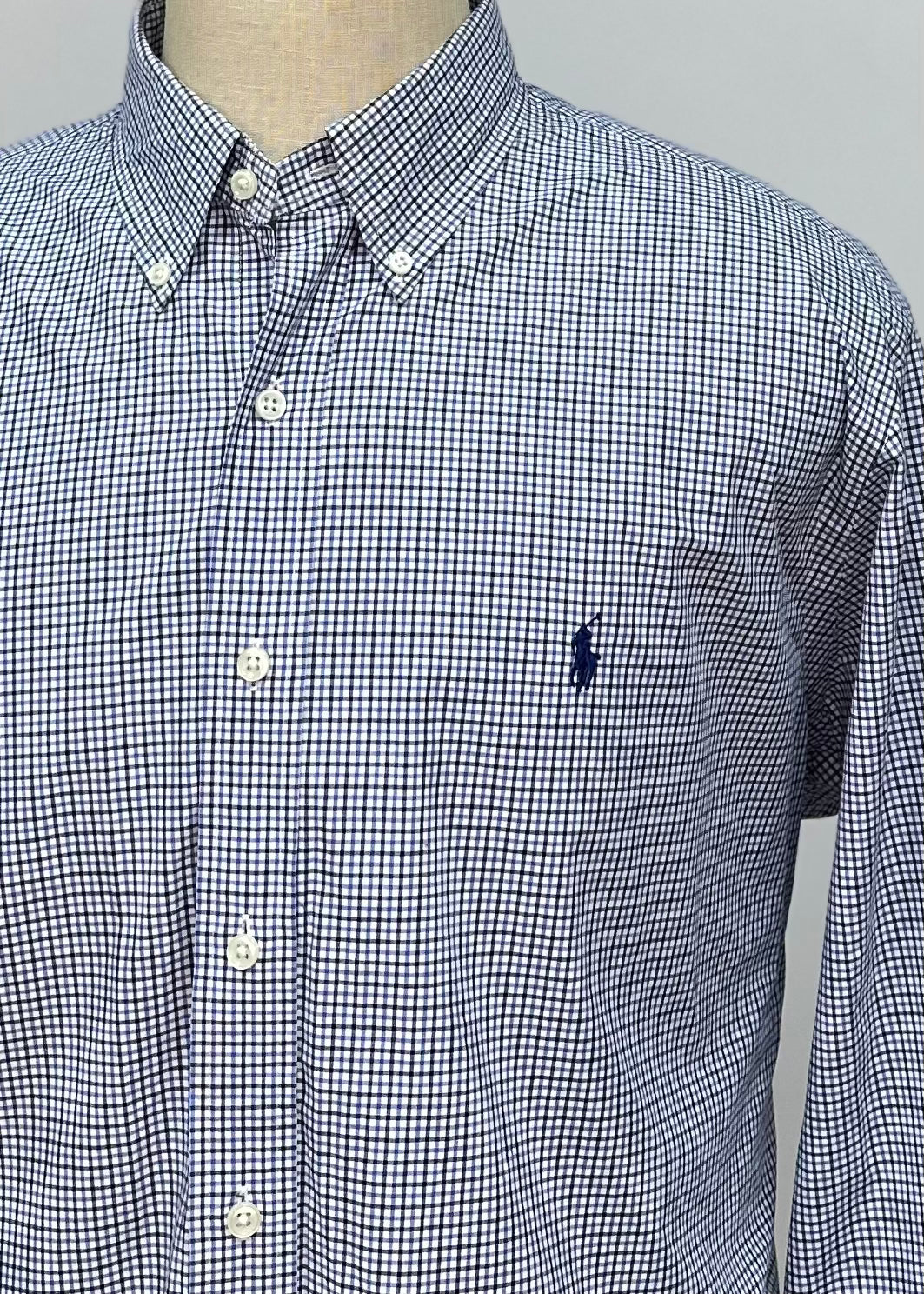 Camisa Polo Ralph Lauren 🏇🏼 de cuadros en color azul, negro y blanco Talla XXL Entalle Regular