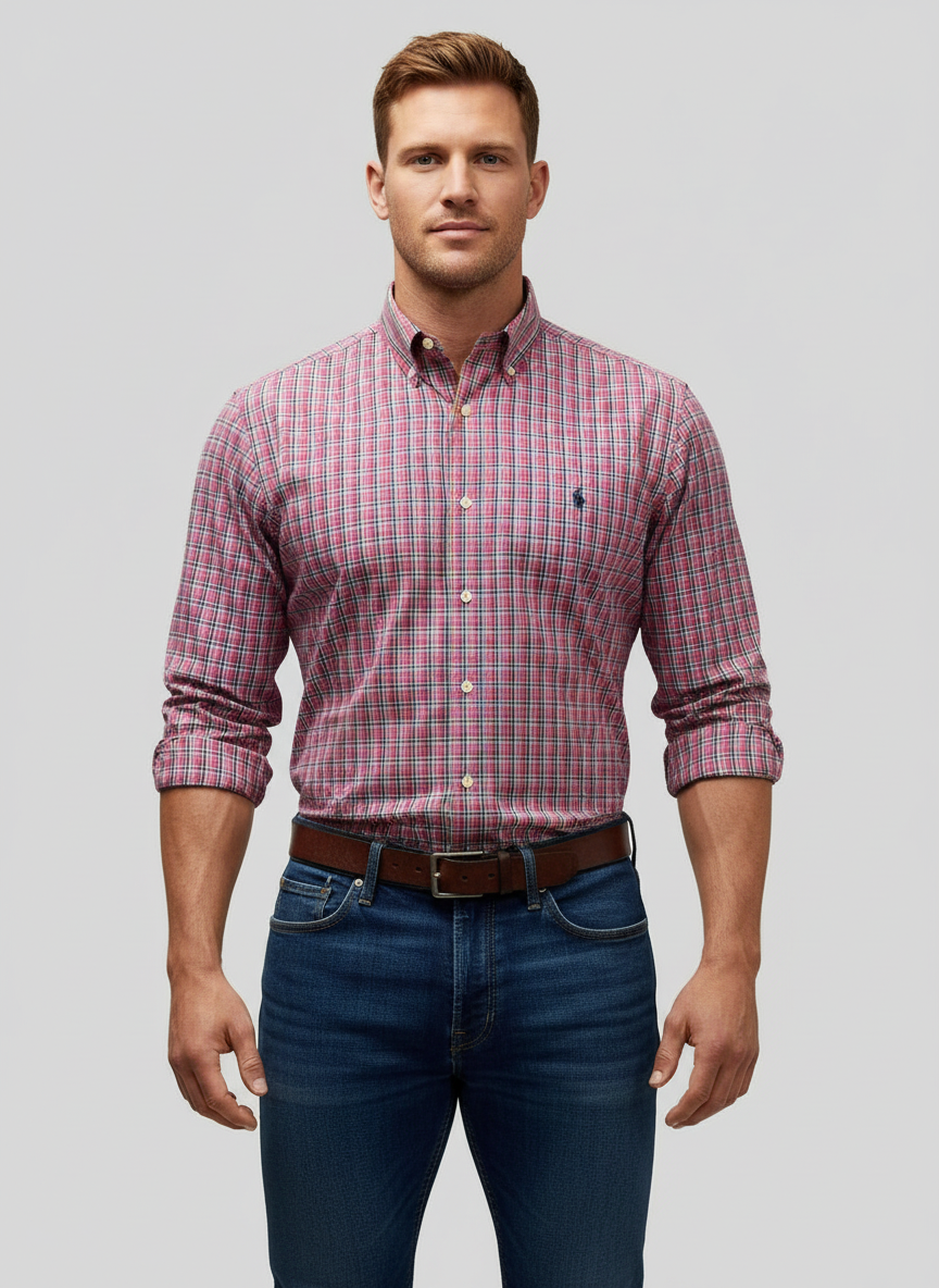 Camisa Polo Ralph Lauren 🏇🏼 de cuadros en color rojo, verde y azul Talla L Entalle Regular