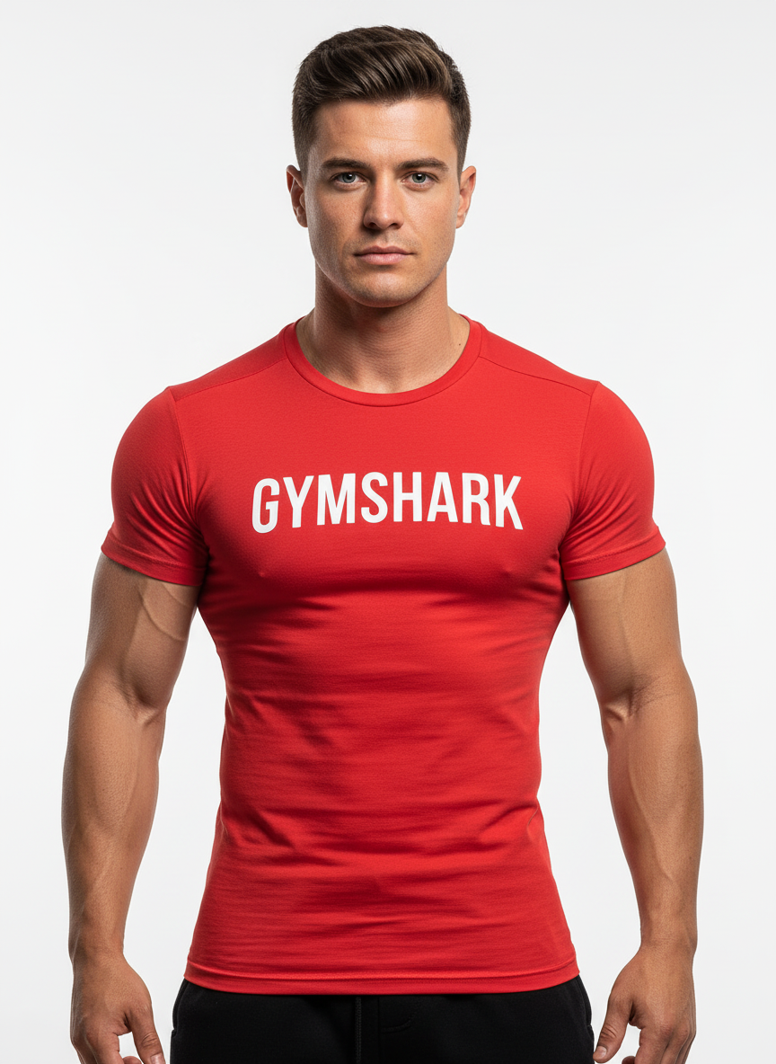 Camiseta de compresión Gymshark 🏋🏽 color rojo y logo en blanco Talla Small