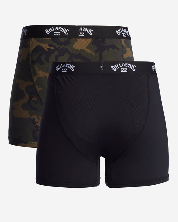 Combo de 3 Boxers Briefs Billabong 🏄🏽‍♂️ Tela de algodón stretch color Negro, verde oliva y diseño de camuflaje Talla M