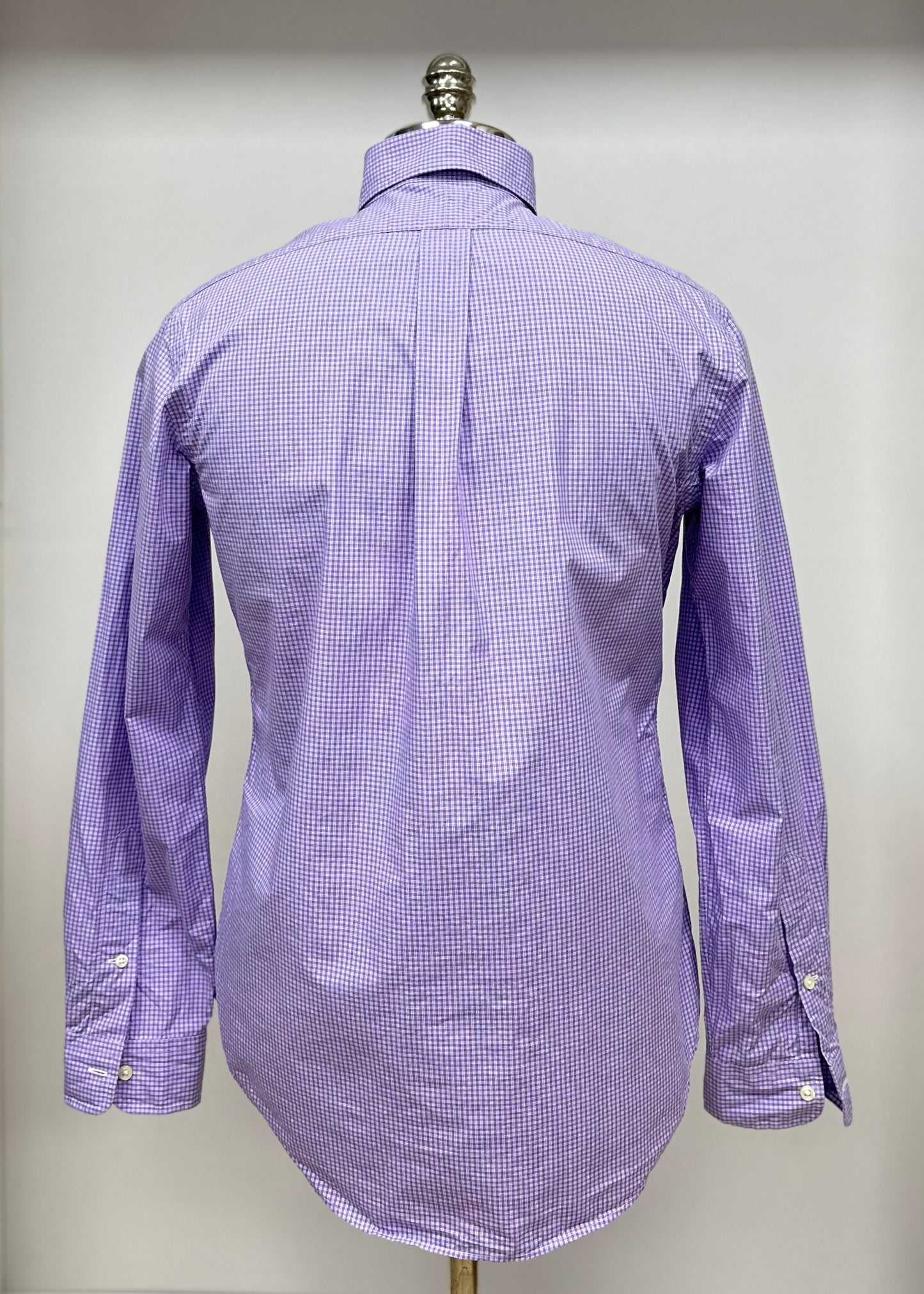 Camisa Polo Ralph Lauren 🏇🏼 con patron de cuadros dinos morado y blanco Talla S Entalle Regular (ver descripción)