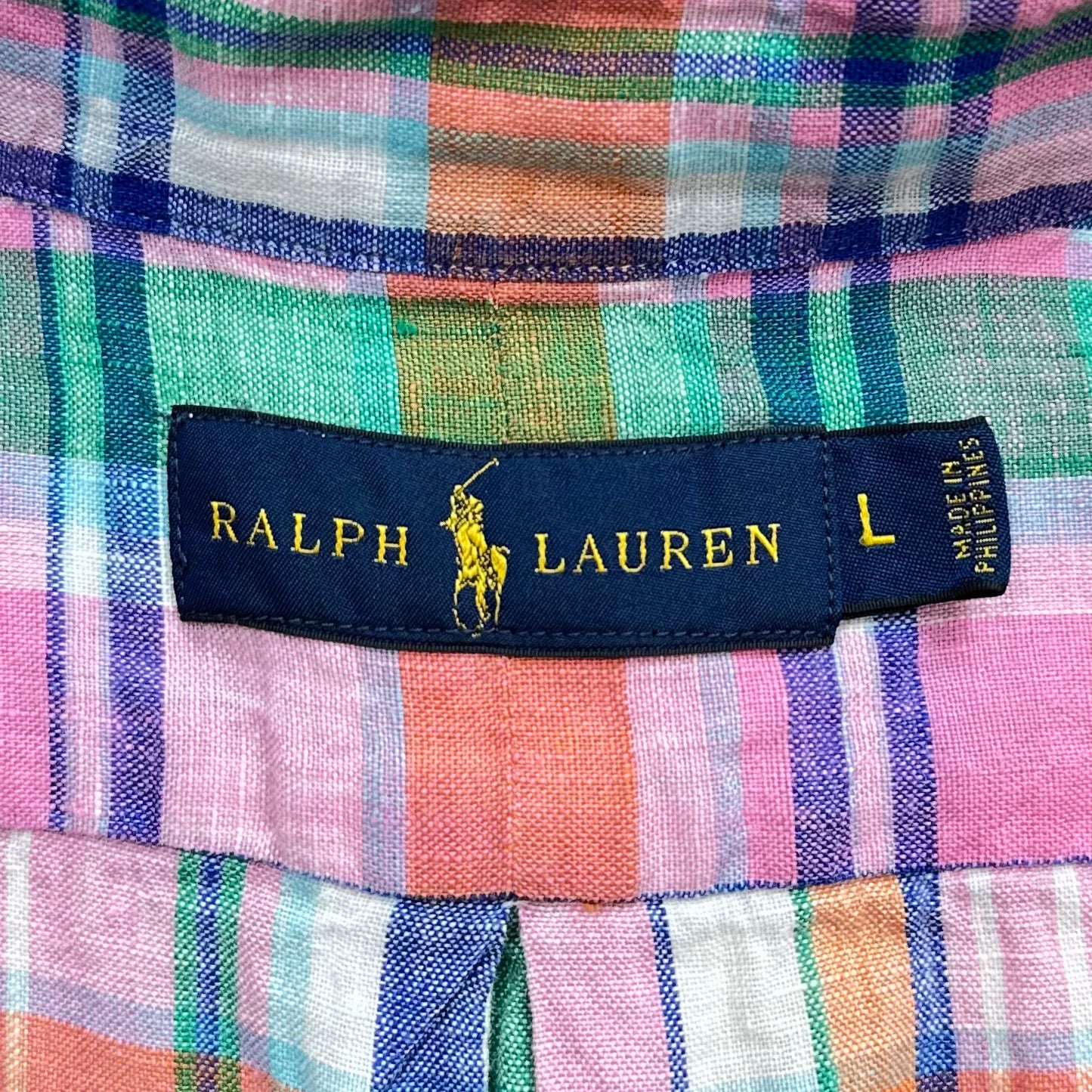 Camisa Polo Ralph Lauren 🏇🏼 de lino con cuadros multicolor Talla L Entalle Regular