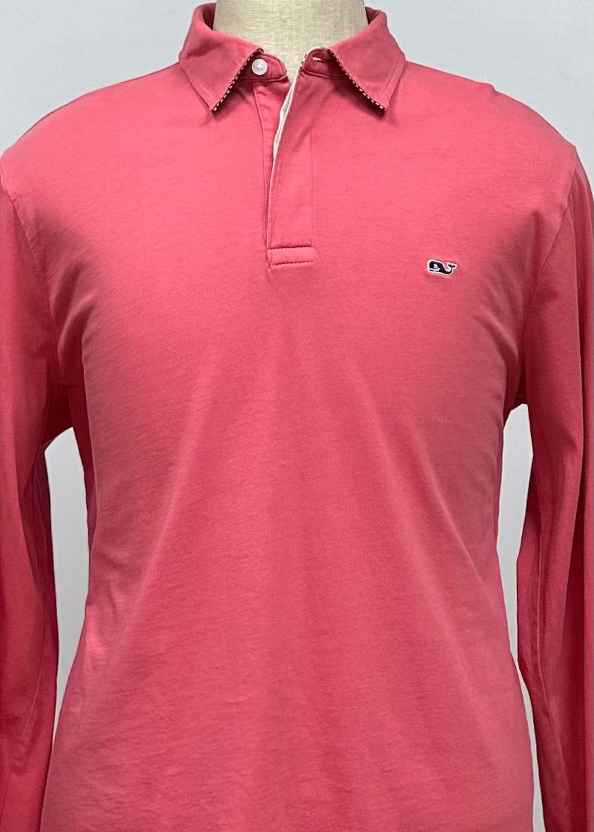 Camiseta Polo Vineyard Vines 🐳 color rosado magenta manga larga Talla L Entalle Regular