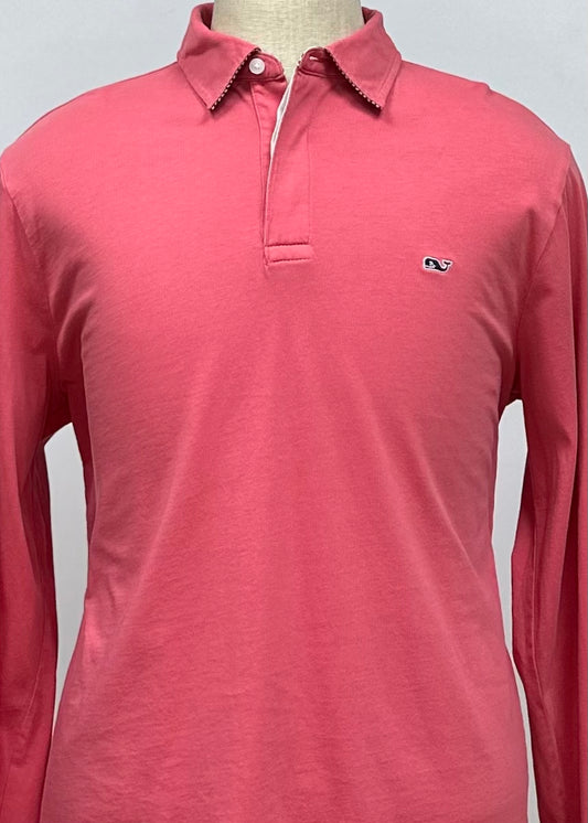 Camiseta Polo Vineyard Vines 🐳 color rosado magenta manga larga Talla L Entalle Regular