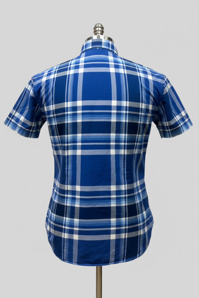 Camisa Polo Ralph Lauren 🏇🏼 Oxford con patron de cuadros tartán azul, celeste y blanco Talla M Entalle Slim Fit
