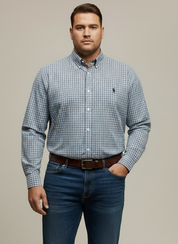 Camisa de botones Polo Ralph Lauren 🏇🏼 de cuadros azul navy y blanco Talla L Entalle Regular
