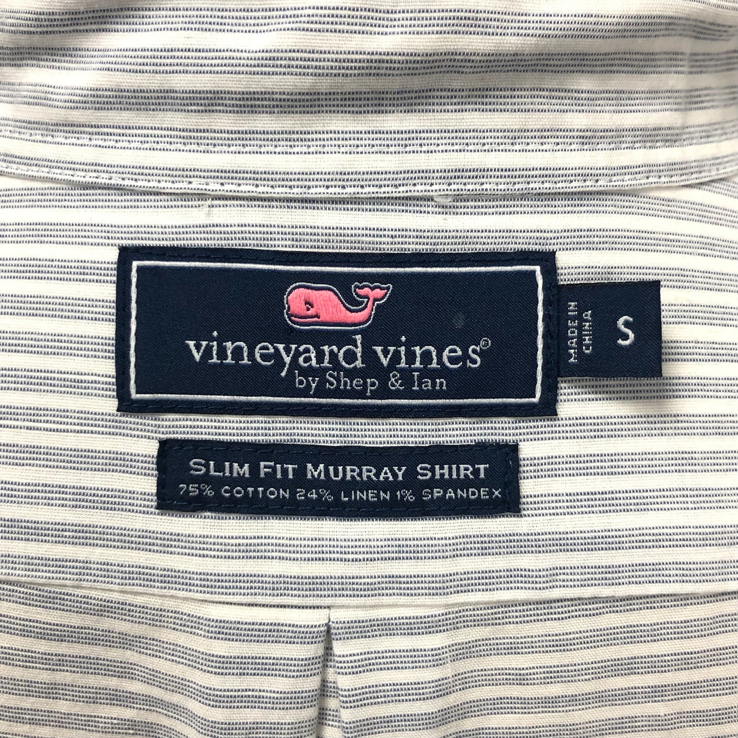 Camisa de botones Vineyard Vines 🐳 De lino de rayas en color gris y blanco Talla S Entalle Slim Fit