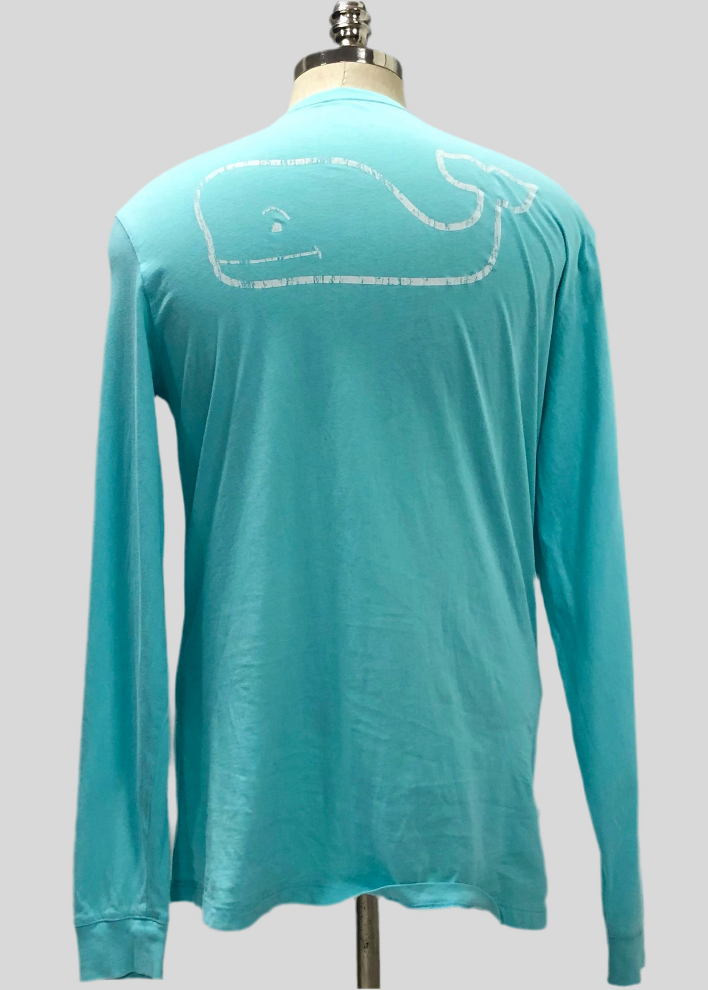 Camiseta de bolsillo Vineyard Vines 🐳 color turquesa claro con Diseño de ballena en blanco Talla M