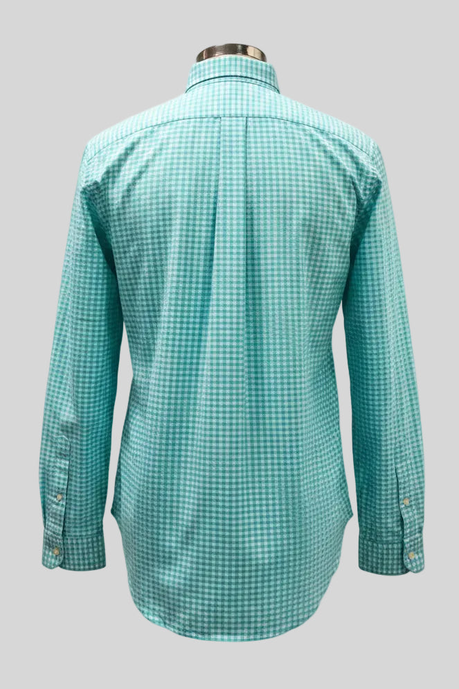 Camisa de botones Polo Ralph Lauren 🏇🏼 Oxford de cuadros gingham turquesa y blanco Talla L Entalle Regular (ver descripción)