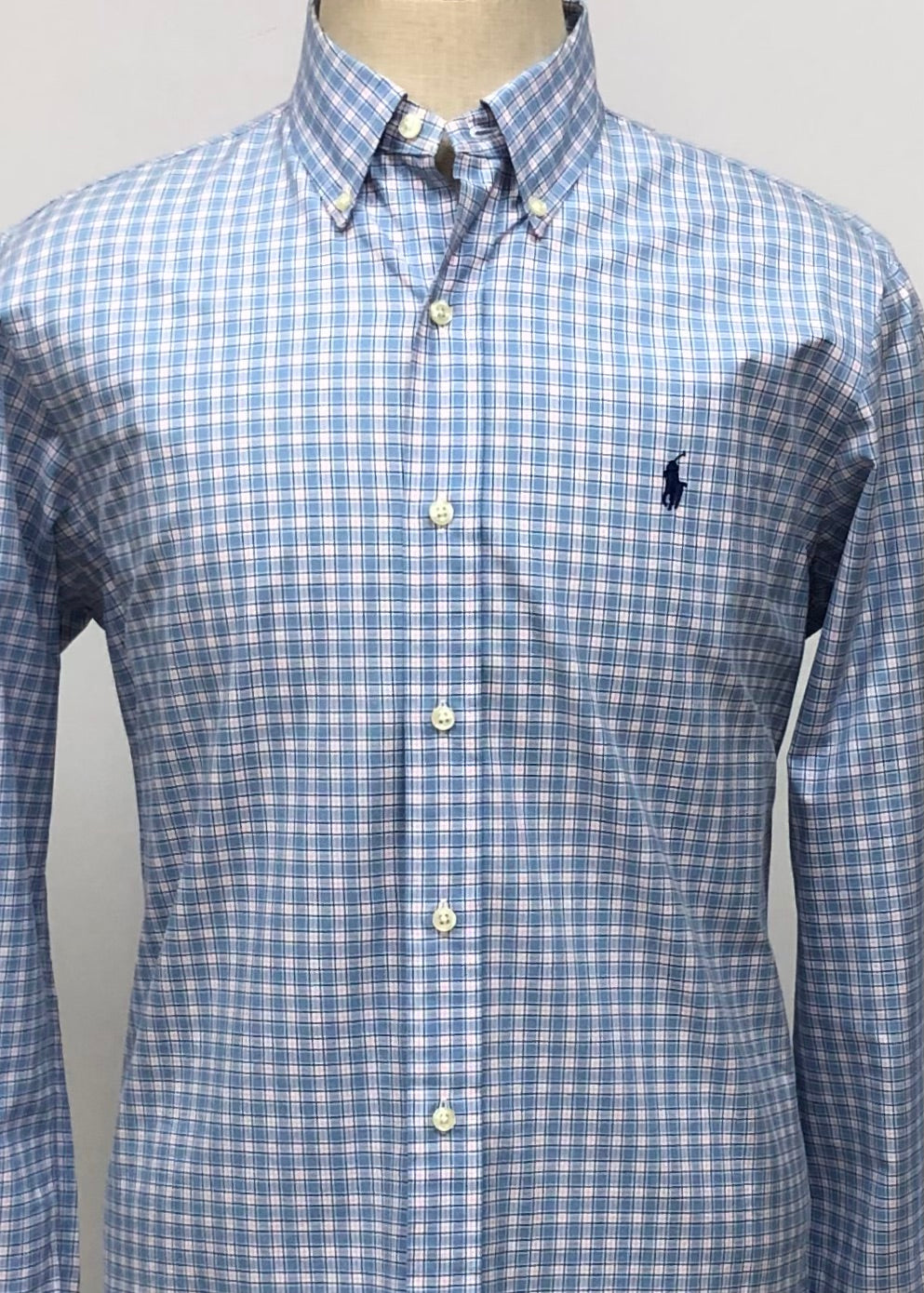 Camisa Polo Ralph Lauren 🏇🏼 de cuadros en celeste y rosado Talla M Entalle Regular