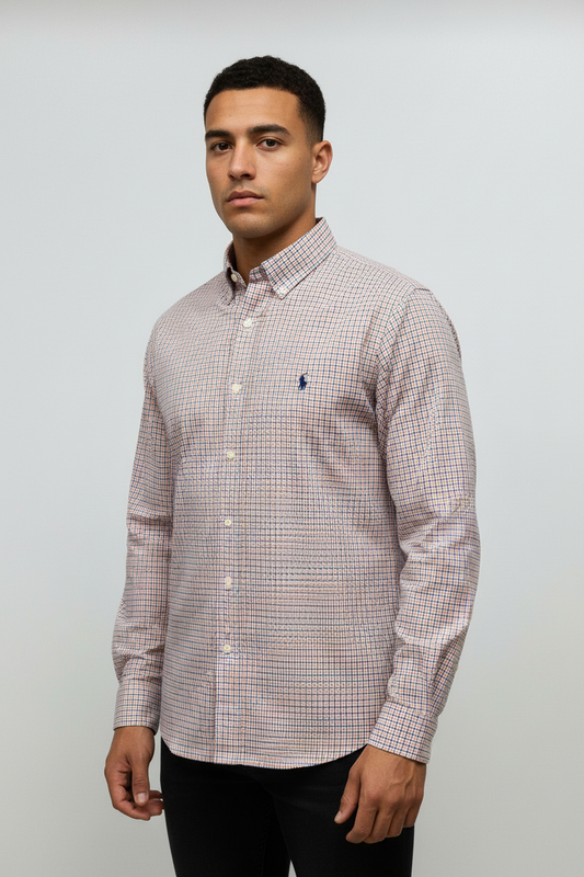 Camisa de cuadros Polo Ralph Lauren🏇 en color naranja, azul y blanco Talla XL Entalle Slim Fit