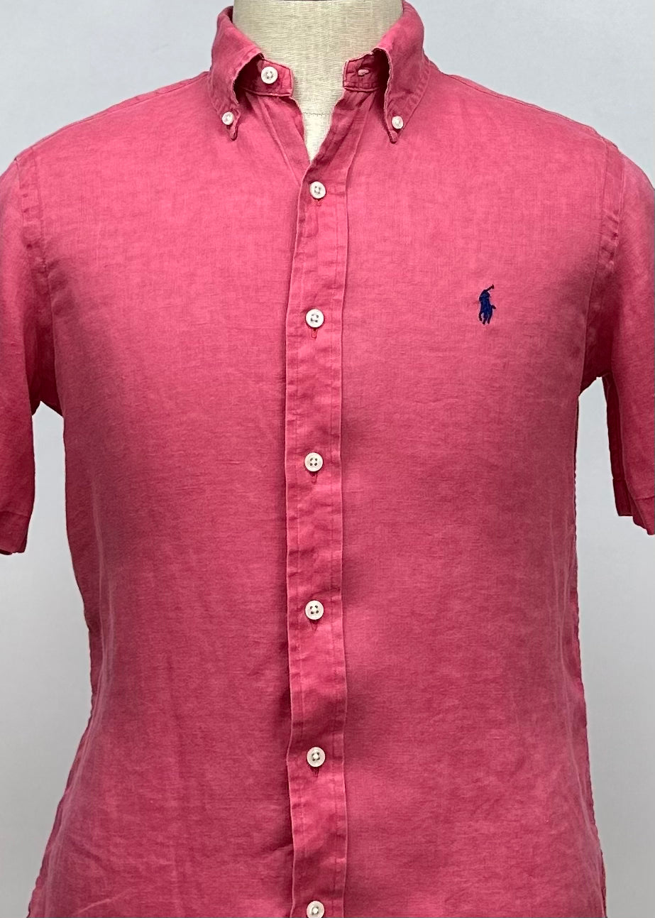 Camisa de botones Polo Ralph Lauren 🏇🏼 De Lino en color rosado magenta Talla L Entalle Clásico