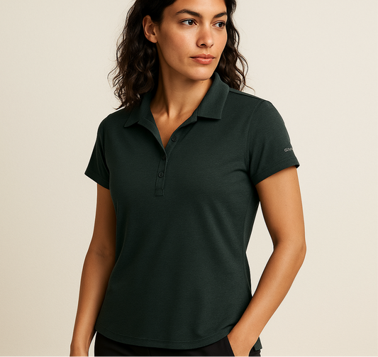 Camiseta polo de mujer Columbia 🔹color negro con Omni Wick Manga corta Talla XL