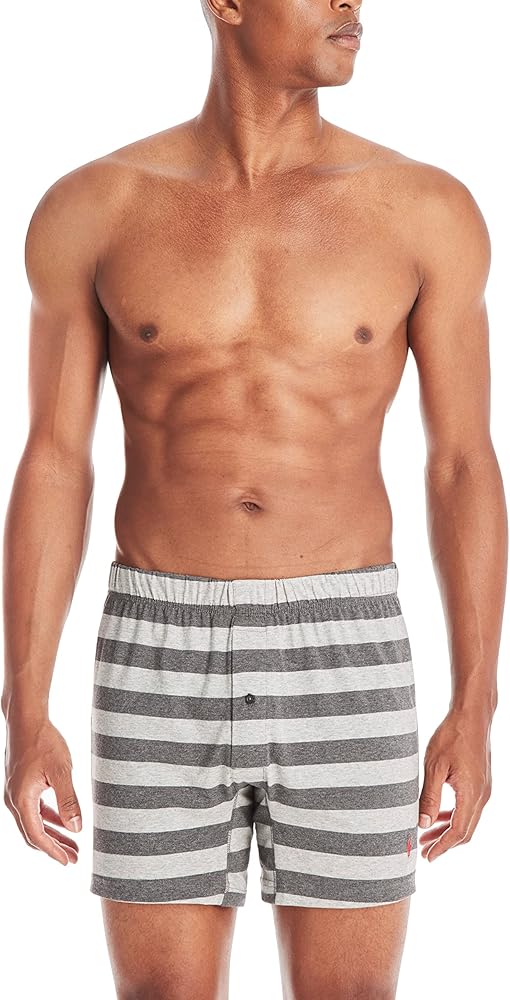 Paquete de 3 Boxer tejido Polo Ralph Lauren 🏇🏼 Classic Fit Tela algodón stretch color rojo, gris y de rayas Talla M