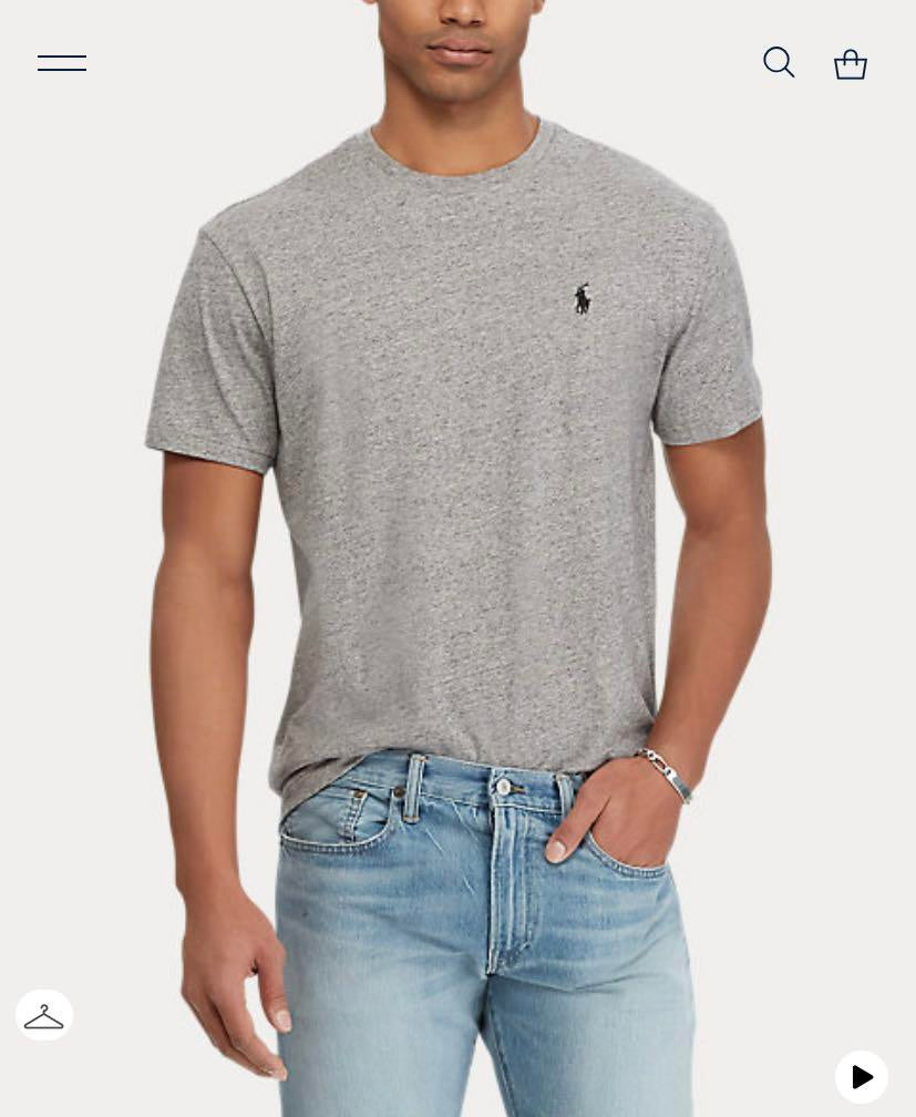 Camiseta cuello Redondo Polo Ralph Lauren 🏇🏼 color gris manga corta Talla Large Entalle Regular