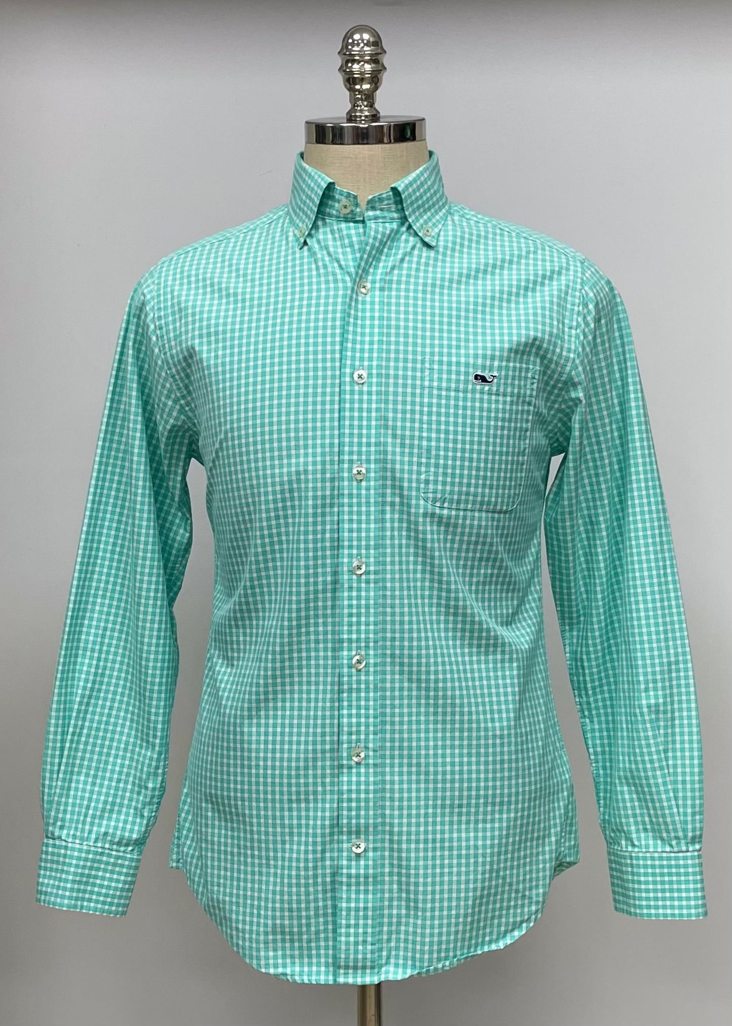 Camisa de cuadros Vineyard Vines 🐳 en color turquesa y blanco Talla S Entalle Slim Fit