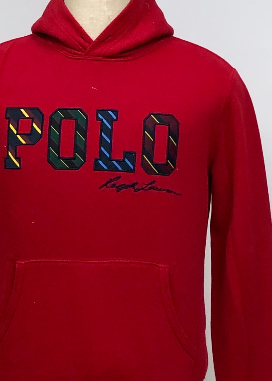 Sudadera Hoodie Polo Ralph Lauren 🏇🏼 color rojo y logo en letras multicolor Talla S