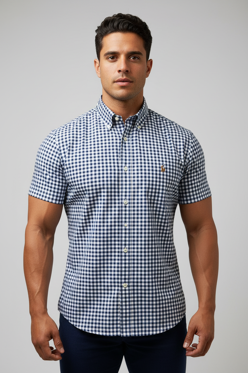 Camisa Polo Ralph Lauren 🏇🏼 de cuadros en azul y blanco Talla XL Entalle Clásico