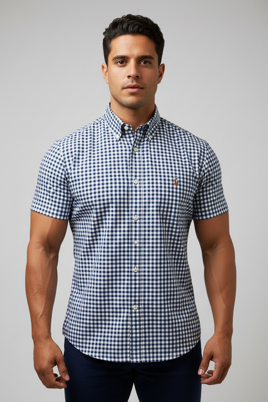 Camisa Polo Ralph Lauren 🏇🏼 de cuadros en azul y blanco Talla XL Entalle Clásico