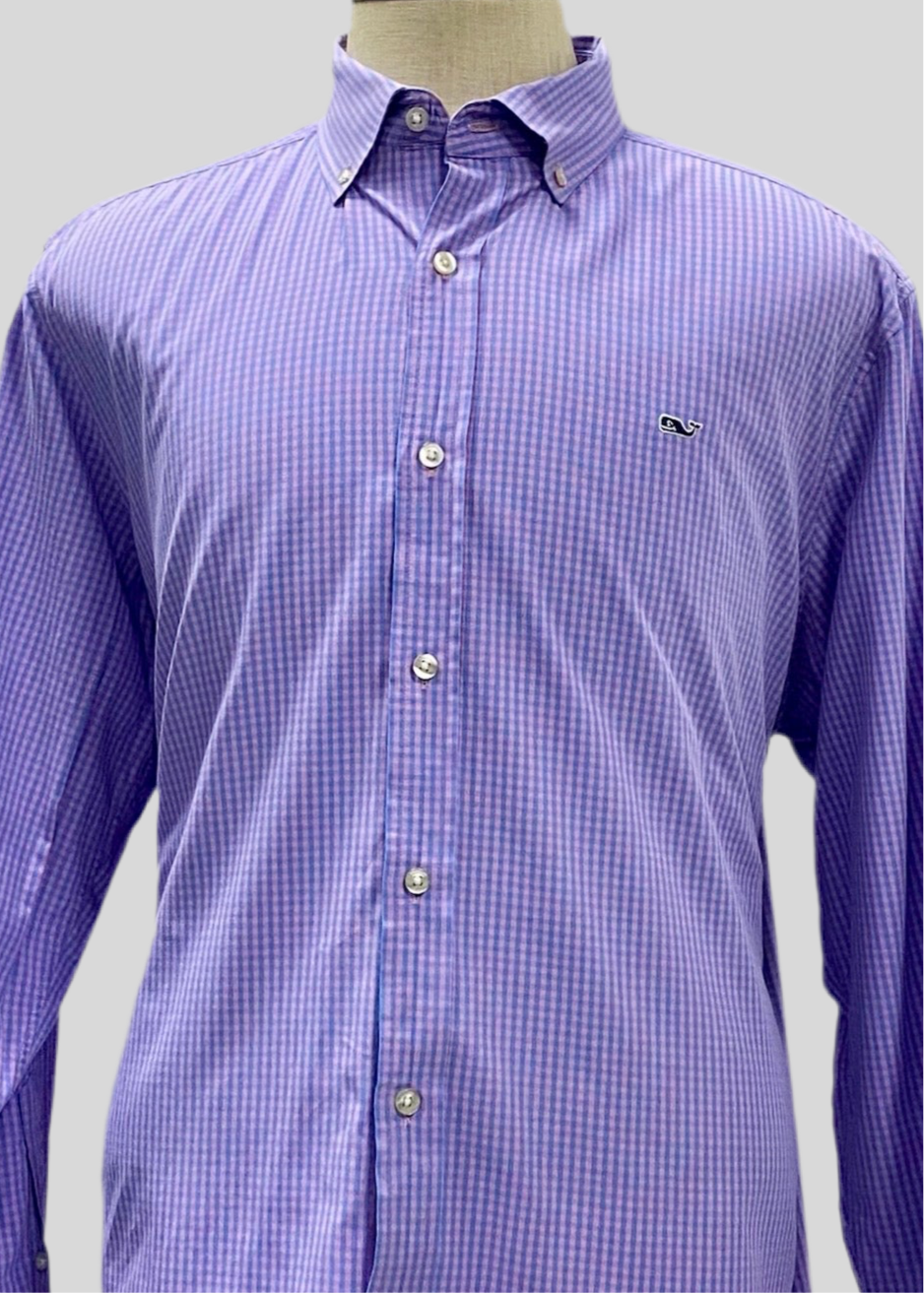 Camisa de botones Vineyard Vines 🐳 de cuadros en color rosado y celeste Talla XL Entalle Regular