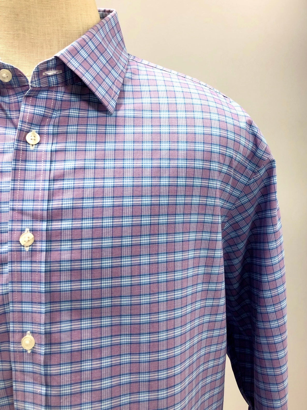 Camisa de botones Charles Tyrwhitt 🇬🇧 de cuadros azul, morado y blanco Talla XXL Entalle Clásico (ver descripción)