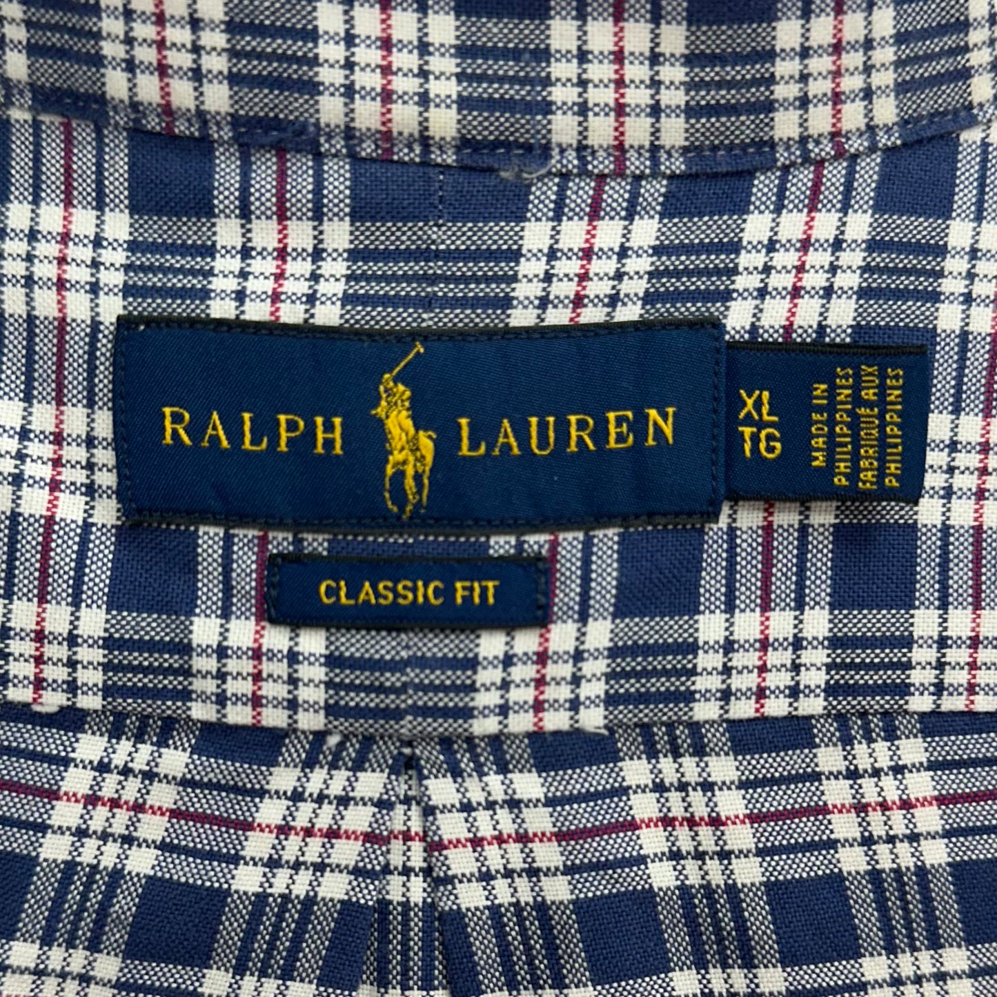 Camisa Polo Ralph Lauren 🏇🏼 de cuadros tartán en color azul, rojo y blanco Talla XL Entalle Clásico