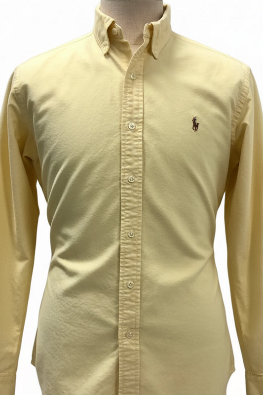 Camisa de botones Polo Ralph Lauren 🏇🏼 Oxford en color amarillo claro Talla M Entalle Clásico (ver descripción)