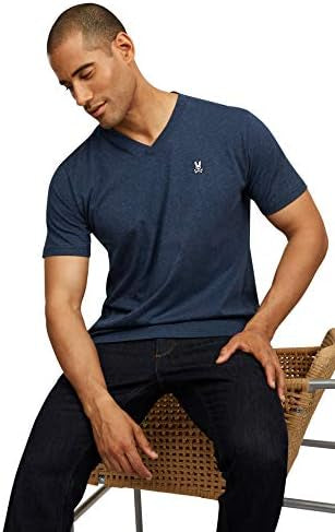 Camiseta cuello V Psycho Bunny 🐰 color azul grisáceo con logo tradicional bordado Talla L
