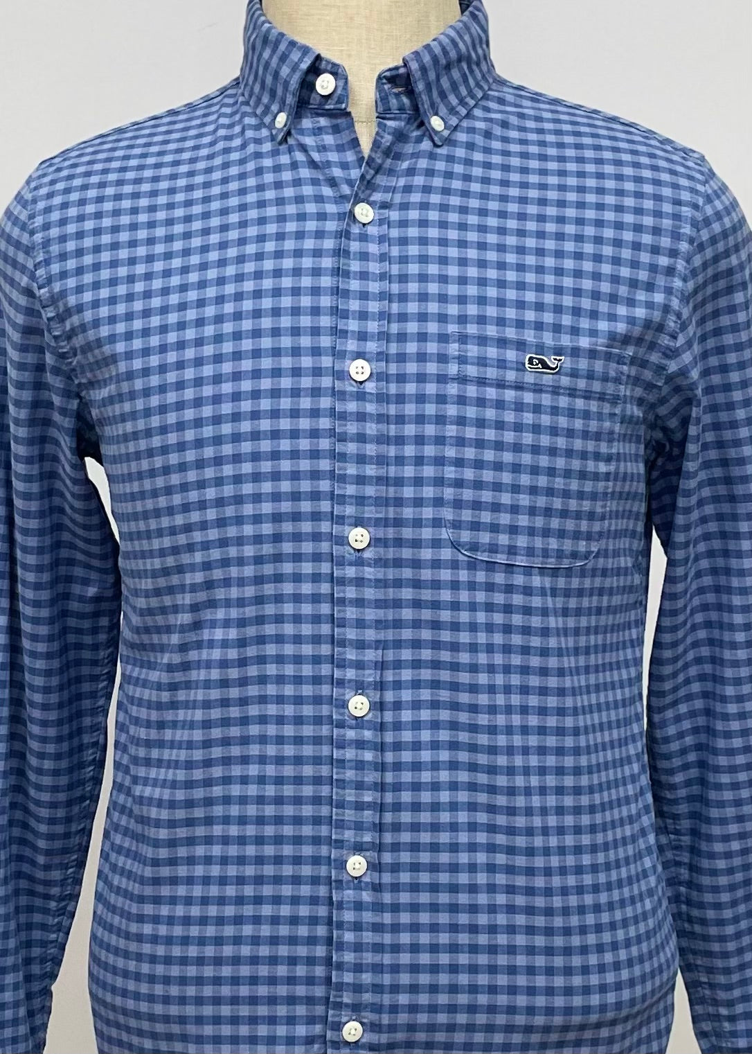 Camisa de cuadros Vineyard Vines 🐳 de cuadros gingham en color azul y gris Talla S Entalle Slim Fit