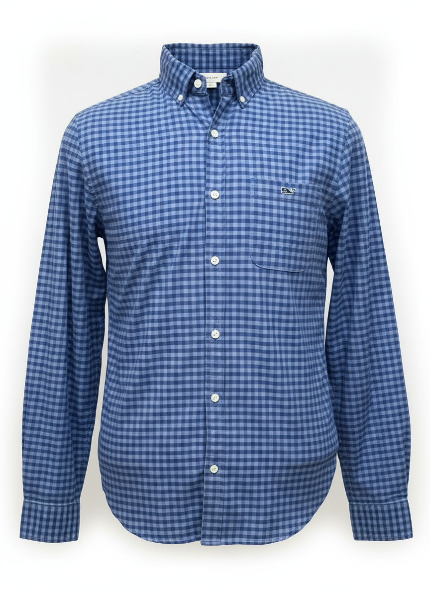 Camisa de cuadros Vineyard Vines 🐳 de cuadros gingham en color azul y gris Talla S Entalle Slim Fit
