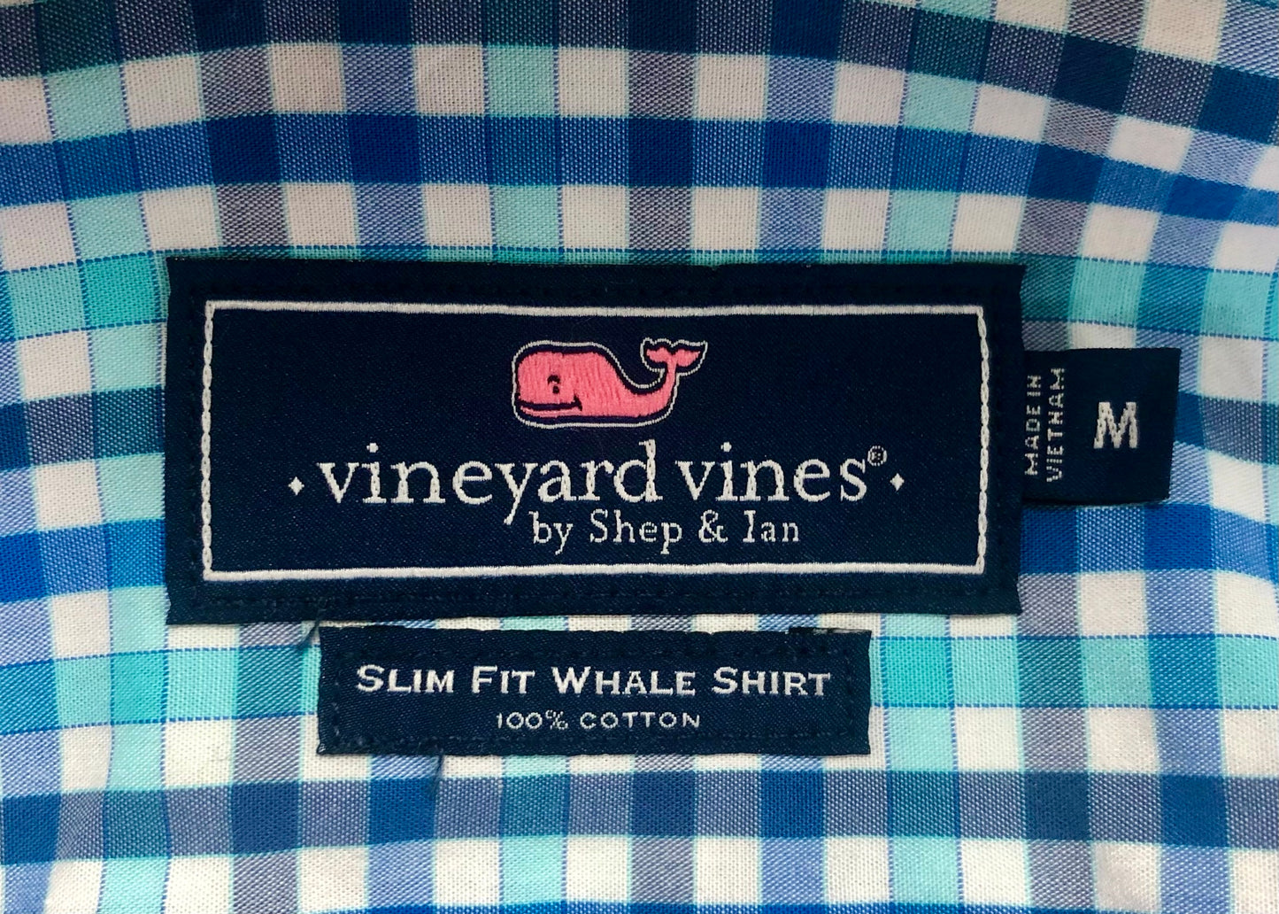 Camisa de botones Vineyard Vines 🐳 de cuadros en color azul, turquesa y blanco Talla M Entalle Slim Fit