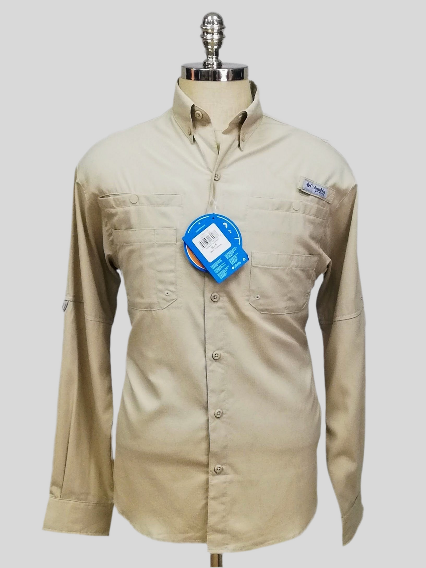Camisa Columbia 🔹con bolsillo color Kaki claro con Omni Shade Talla S (ver descripción)