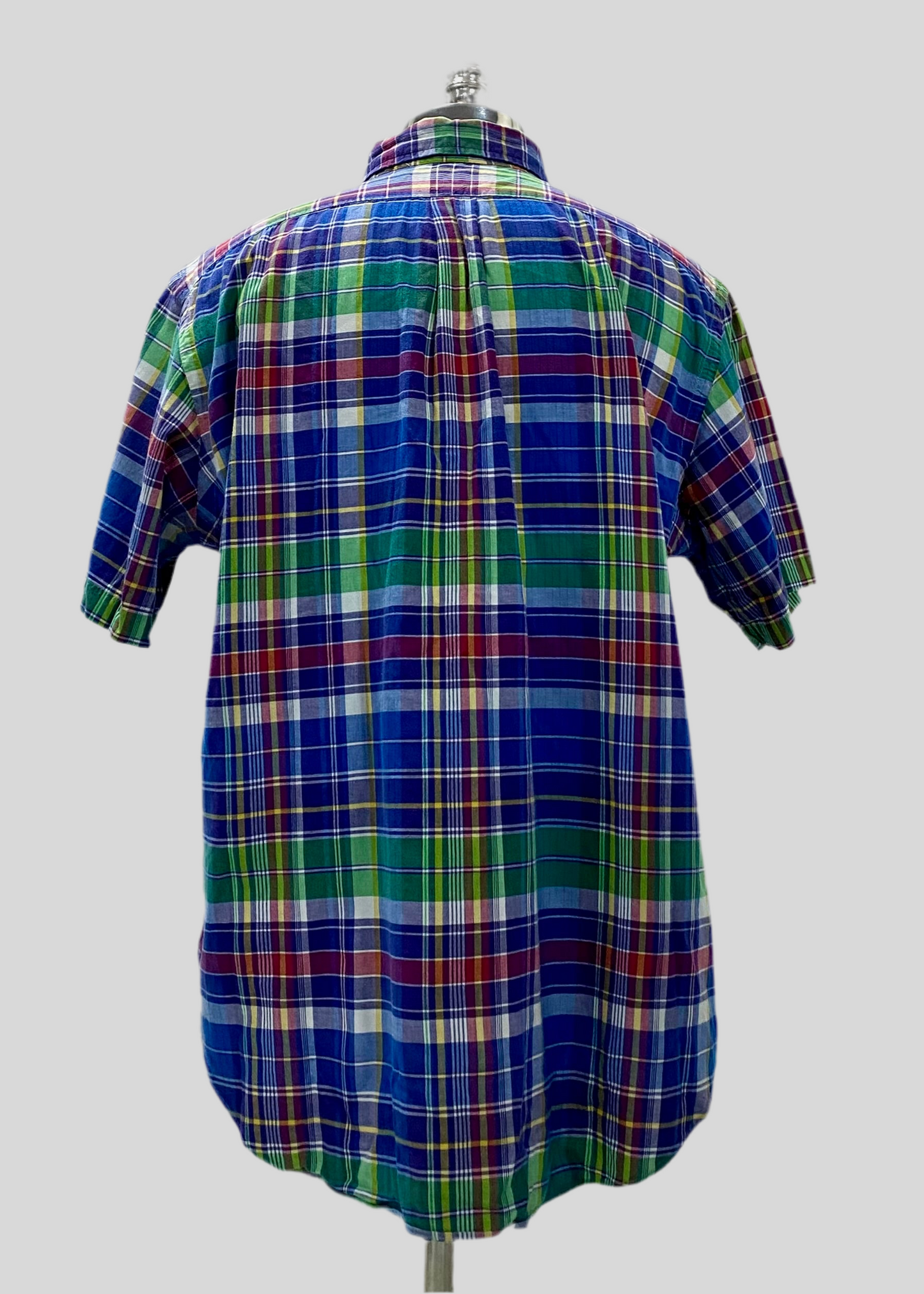 Camisa Polo Ralph Lauren 🏇🏼 con patron de cuadros tartan en azul, verde y rojo Talla XL Entalle Clásico