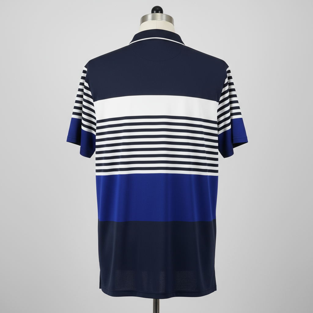 Camiseta Polo Ralph Lauren 🏇🏼 Tela performance de rayas color azul navy, blanco y azul Talla L Entalle Regular