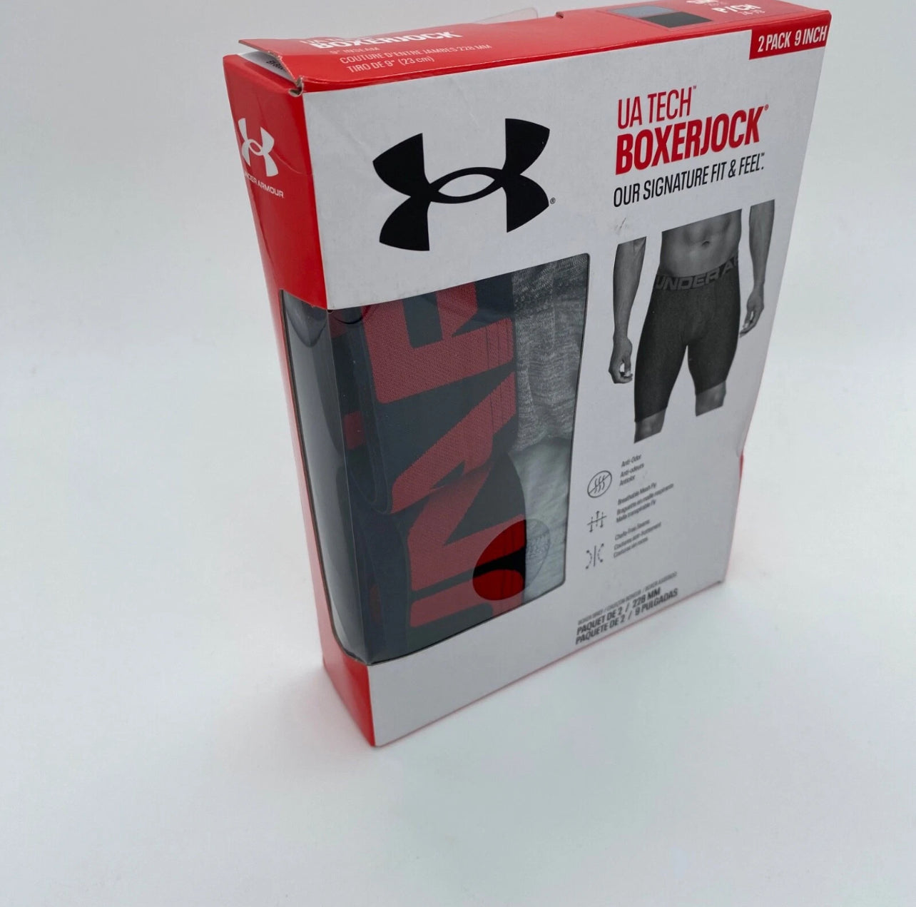 Combo de 2 Boxers Briefs Under Armour 🏋🏽 Tela Performance Tech de 9” de largo color gris Talla XXL