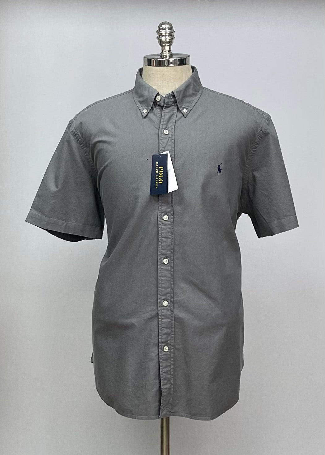 Camisa de botones Polo Ralph Lauren 🏇🏼 Oxford en color gris oscuro Talla XXL Entalle Clásico