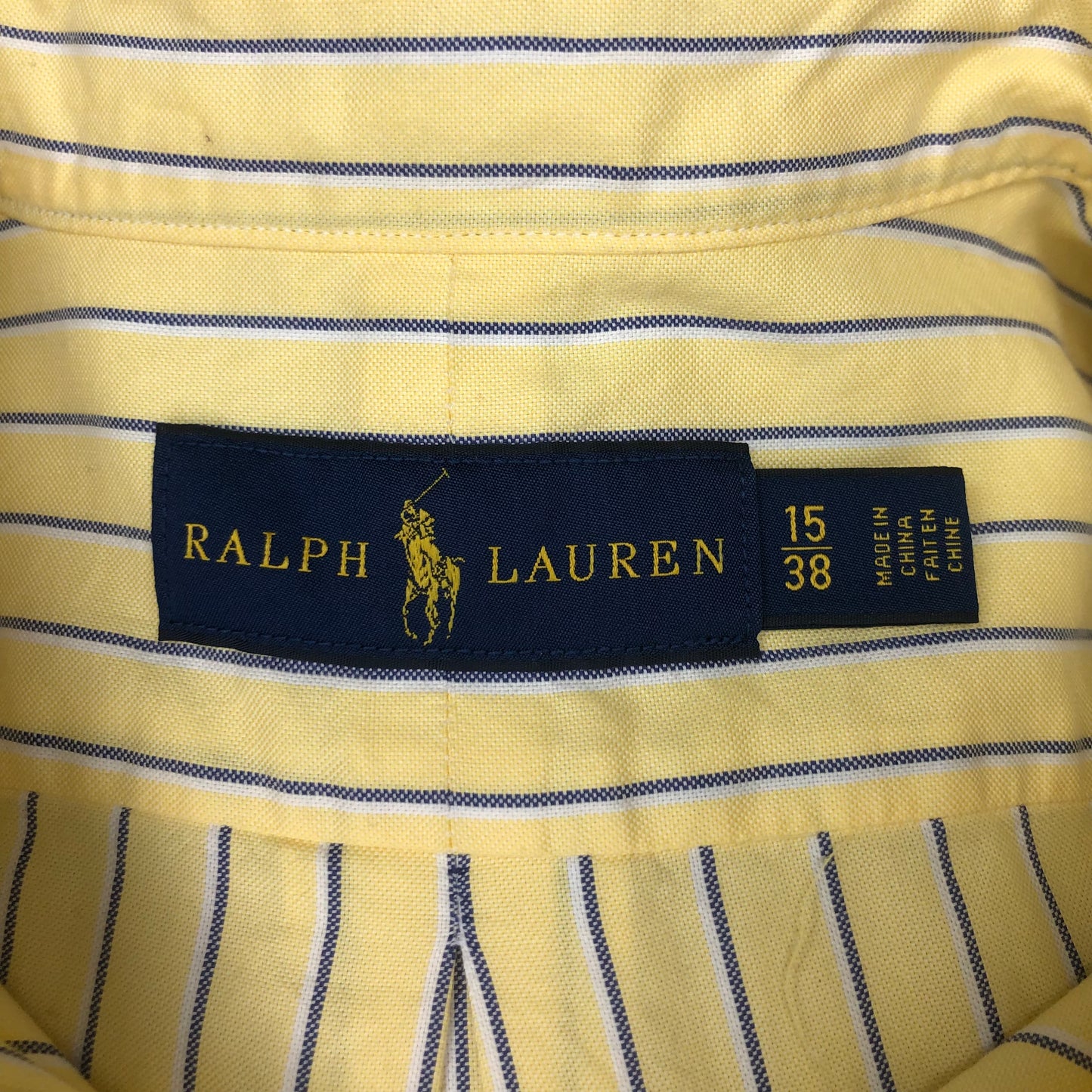 Camisa Polo Ralph Lauren 🏇🏼 color amarillo con rayas en color negro y blanco Talla M Entalle Regular