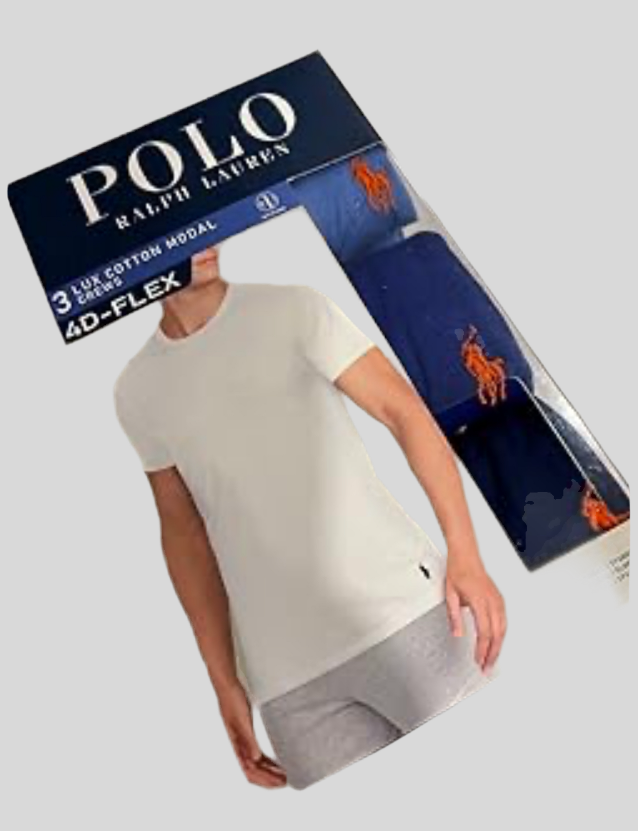 Paquete de 3 Camiseta Interior Polo Ralph Lauren 🏇🏼 Cuello redondo Tela algodón color azul, azul navy y celeste Talla S