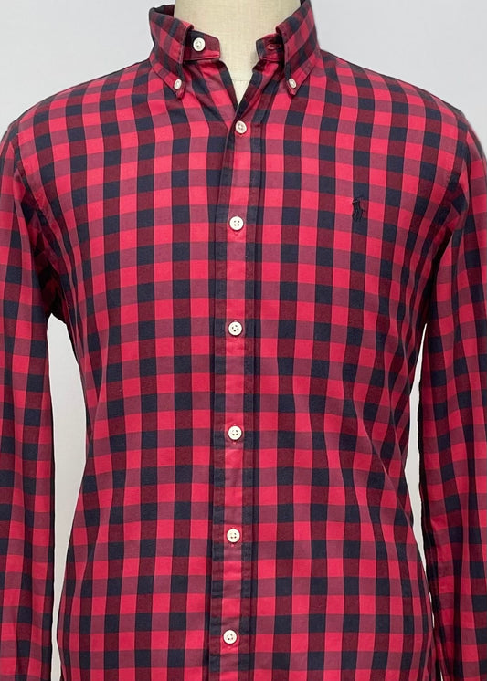 Camisa Polo Ralph Lauren 🏇🏼 Performance con patron de cuadros gingham rojo y negro Talla M Entalle Clásico