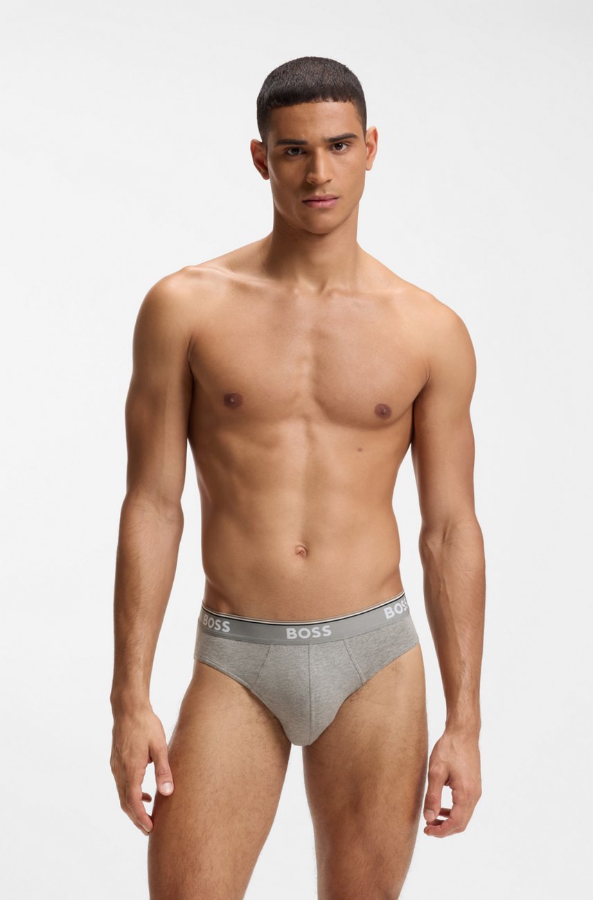 Paquete de 3 Calzoncillos a la cintura Hugo Boss 🇩🇪 - Tela algodon stretch en color negro y gris Talla S