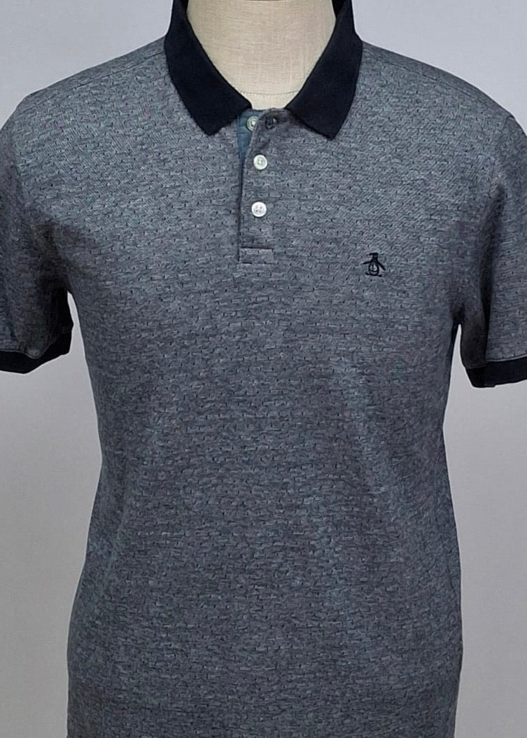 Camiseta Polo Original Penguin 🐧 en color gris y negro Talla L Entalle Regular