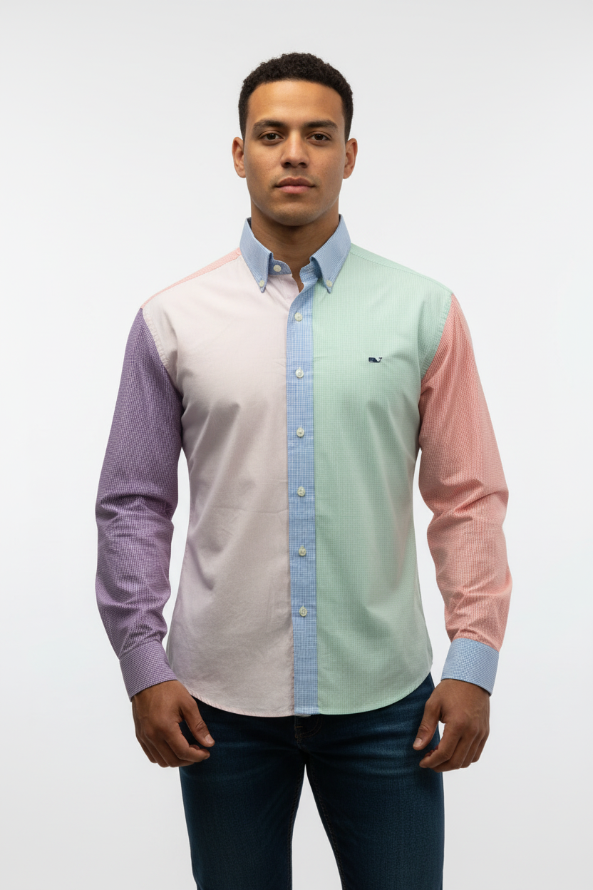 Camisa Vineyard Vines 🐳 de cuadros finos multicolor Talla L Entalle Regular