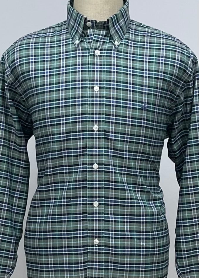 Camisa Brooks Brothers 🐑 con patrón de cuadros en color verde, azul y blanco Talla L Entalle Regular (ver descripción)