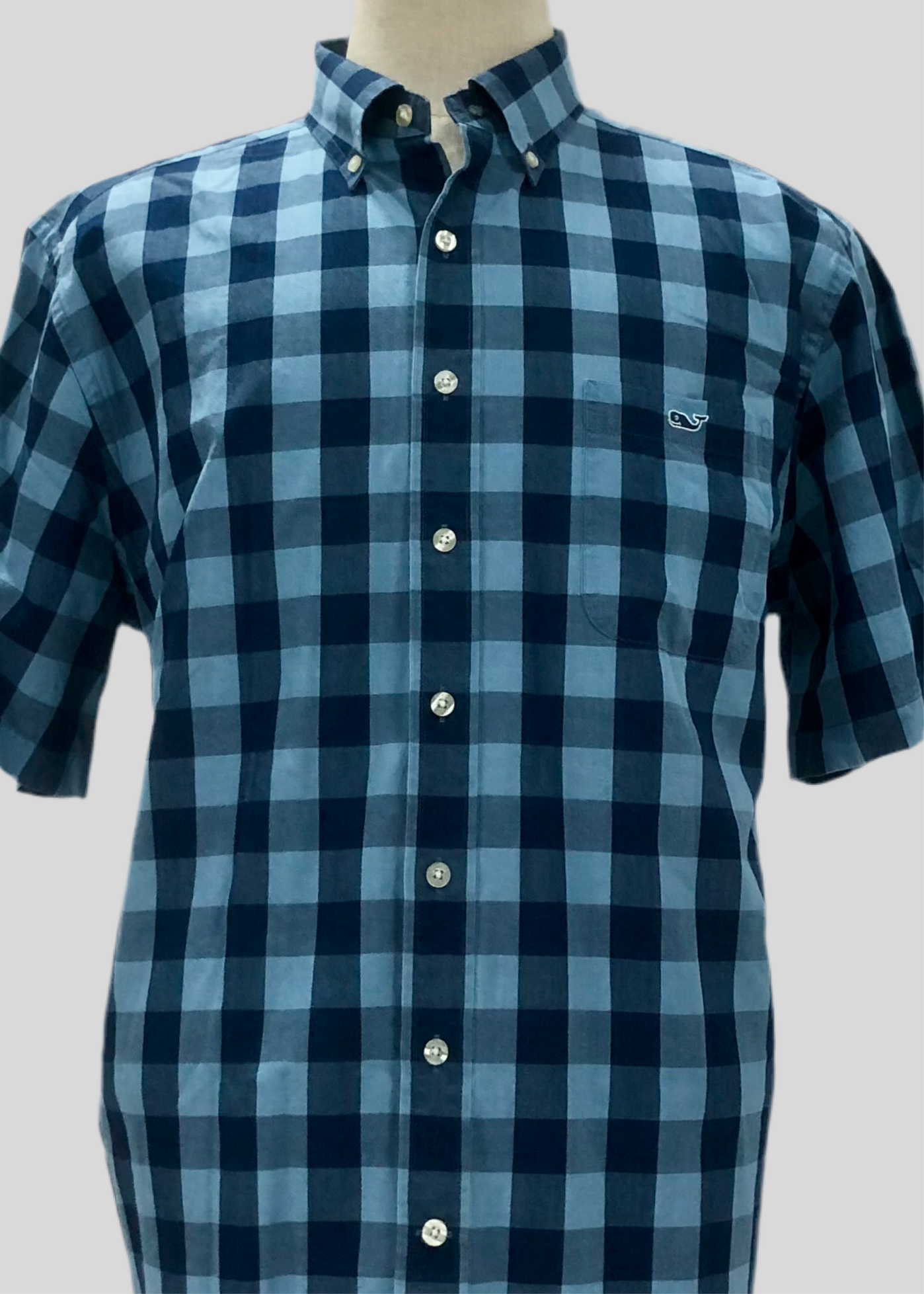 Camisa Vineyard Vines 🐳 con patrón de cuadros en color azul y celeste Talla L Entalle Slim Fit